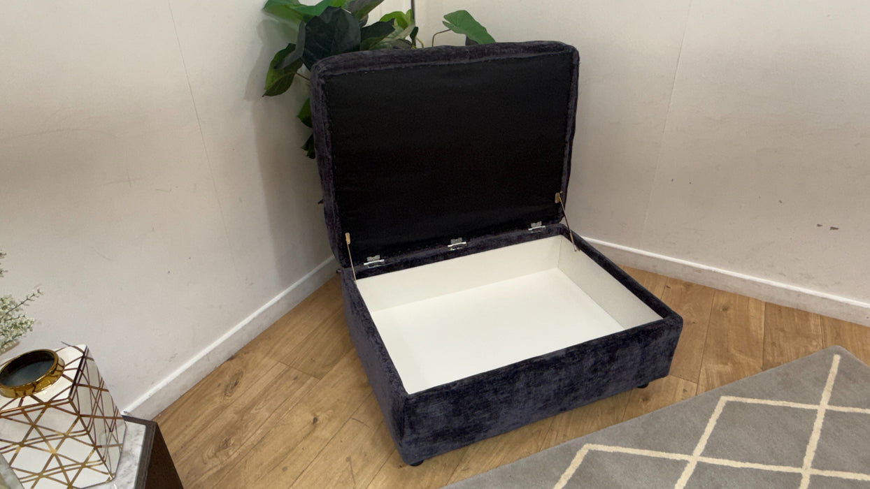 Sofology Bellagio Fabric Storage Footstool Feather Flex Filling in Chunky Luxe Chenille Ink