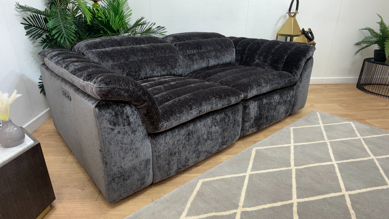 Sofology Olson Fabric 2.5 Seater Power Recliner/Headrest in Luxury Textured Chenille Anthracite