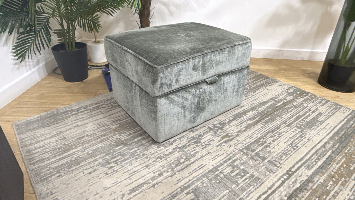 Sofology Georgio Fabric Storage Footstool with Extra Flex Interior in Luxe Chenille Alpine Green
