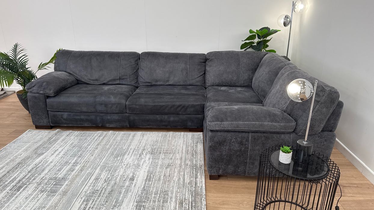 Linara 3 Corner 1 - Leather Sofa - Utah Grey