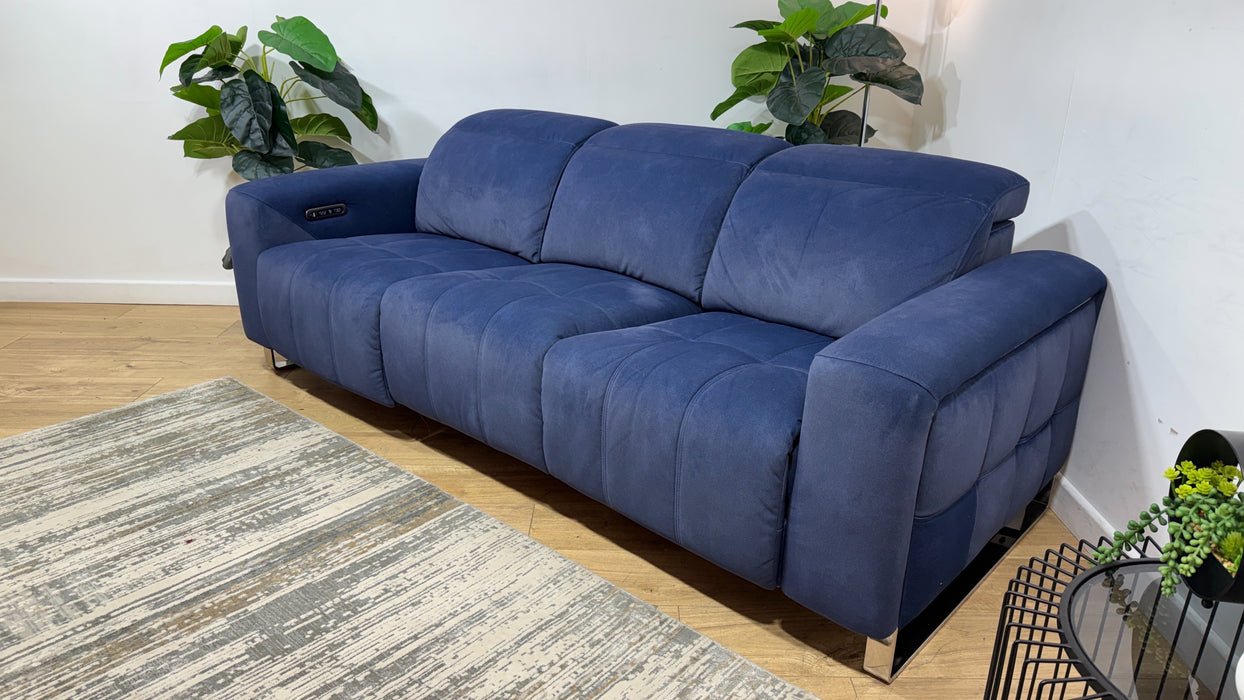 Sofology Marvella Fabric 3 Seater Power Recliner/Headrest in Lifestyle Flecked Navy