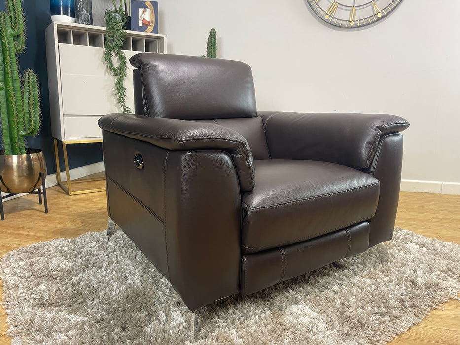 Illinois Chair Power Recliner Trusty Soft Sheen Rich Brown Leather (WA2)