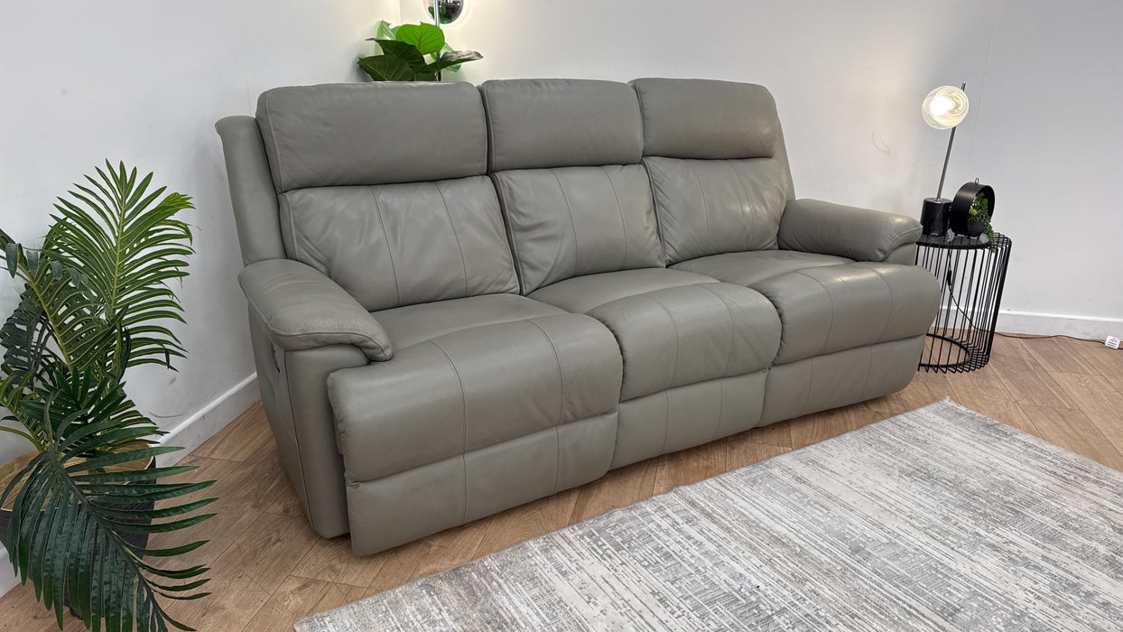 Sofology Gracie Leather 3 Seater Manual Recliner in Trusty Sheen New Club Grey