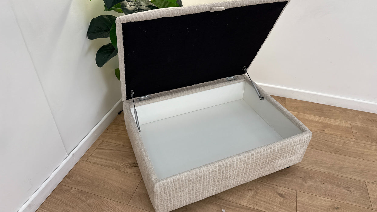 Sofology Ascot Fabric Storage Footstool in Textured Chenille Natural