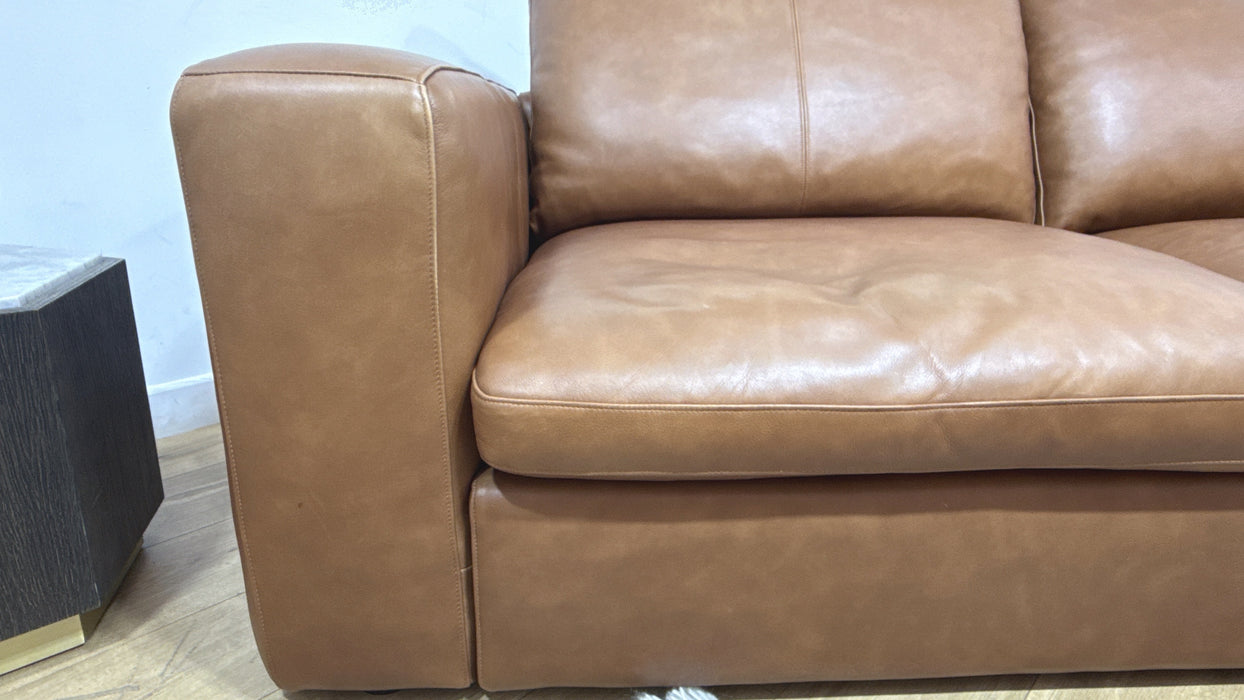 Sofology Retreat Leather 3 Seater in Relaxed Soft Tan Mix