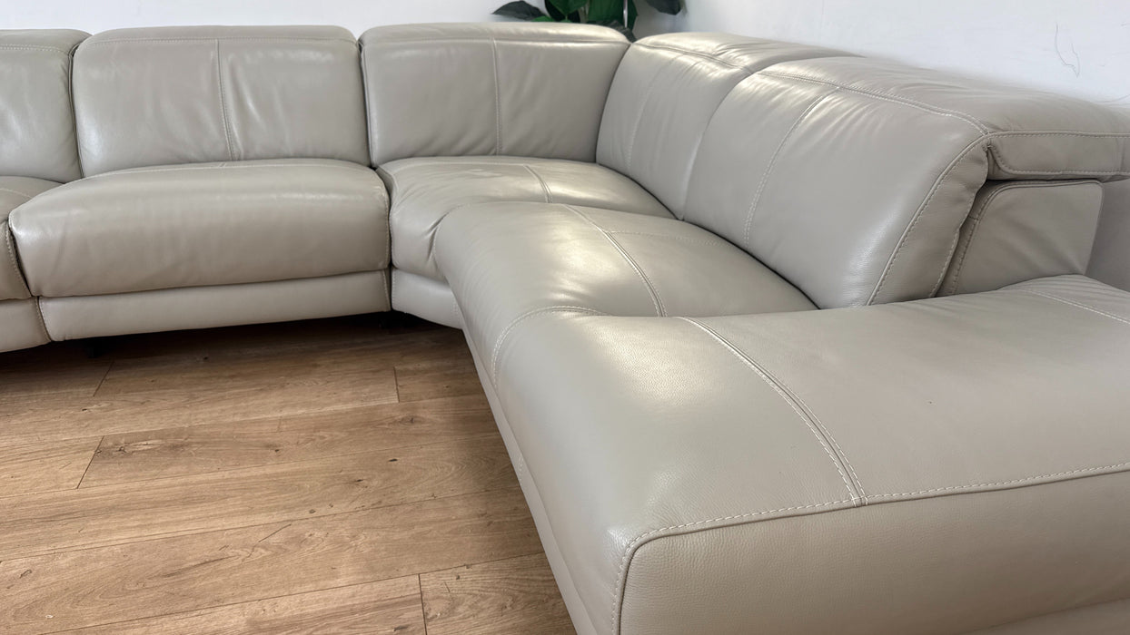 Sofology The Tolouse Leather Corner in Trusy Sheen Cloud Grey