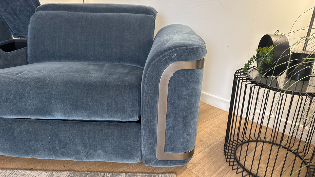 Sofology The Plaza 2.5 Seater Fabric Recliner Sofa Console in Relaxed Chenille Denim