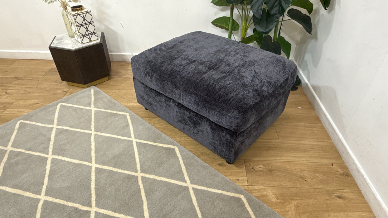 Sofology Bellagio Fabric Storage Footstool Feather Flex Filling in Chunky Luxe Chenille Ink