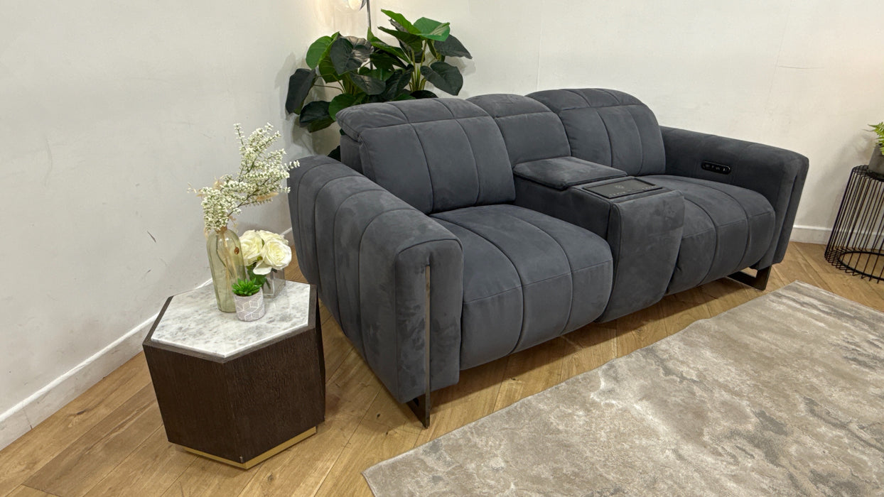 Sofology The Paramount 2 Seater Console Power Recliner/Headrest in Lifestyle Flecked Fabric Charcoal