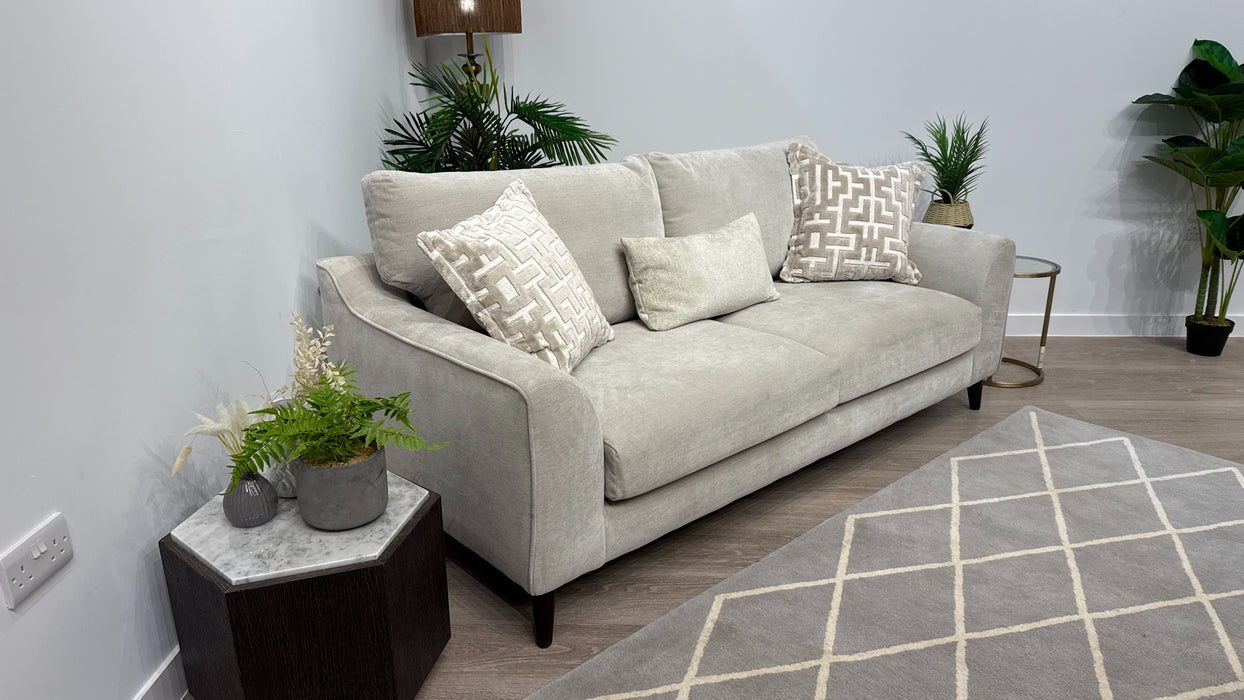 Sofology Mayfair Fabric 3 Seater Foam Seats in Soft Chenille Linen/Pearl Mix
