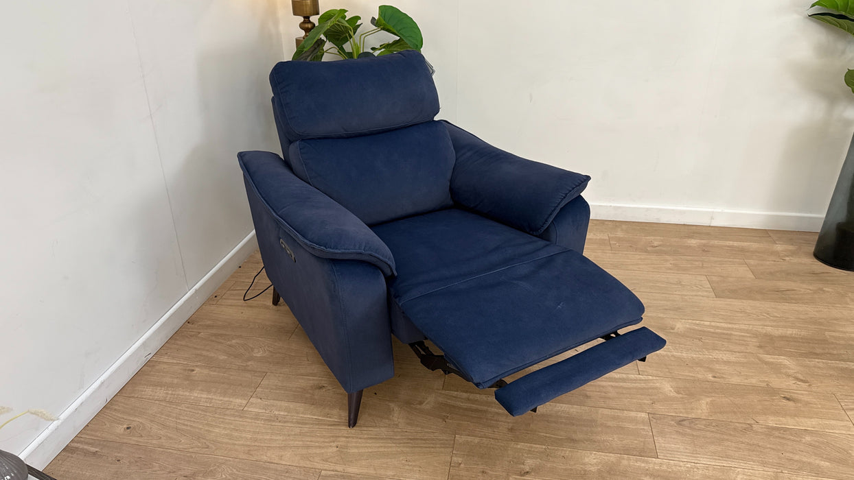 Sofology The Arlo Fabric Chair Power Recliner in Lifestyle Flecked Navy