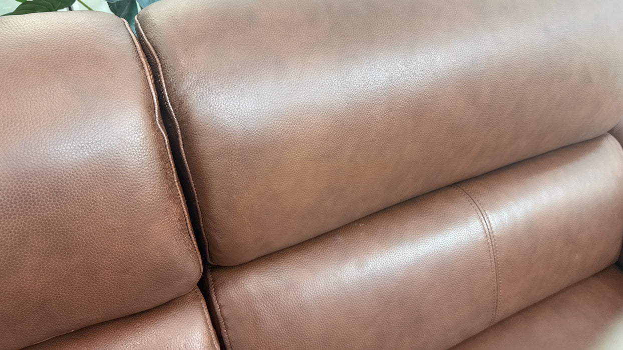 Sofology Fratelli Leather 2.5 Seater Power Recliner/Headrest in Trusty Embossed Chestnut