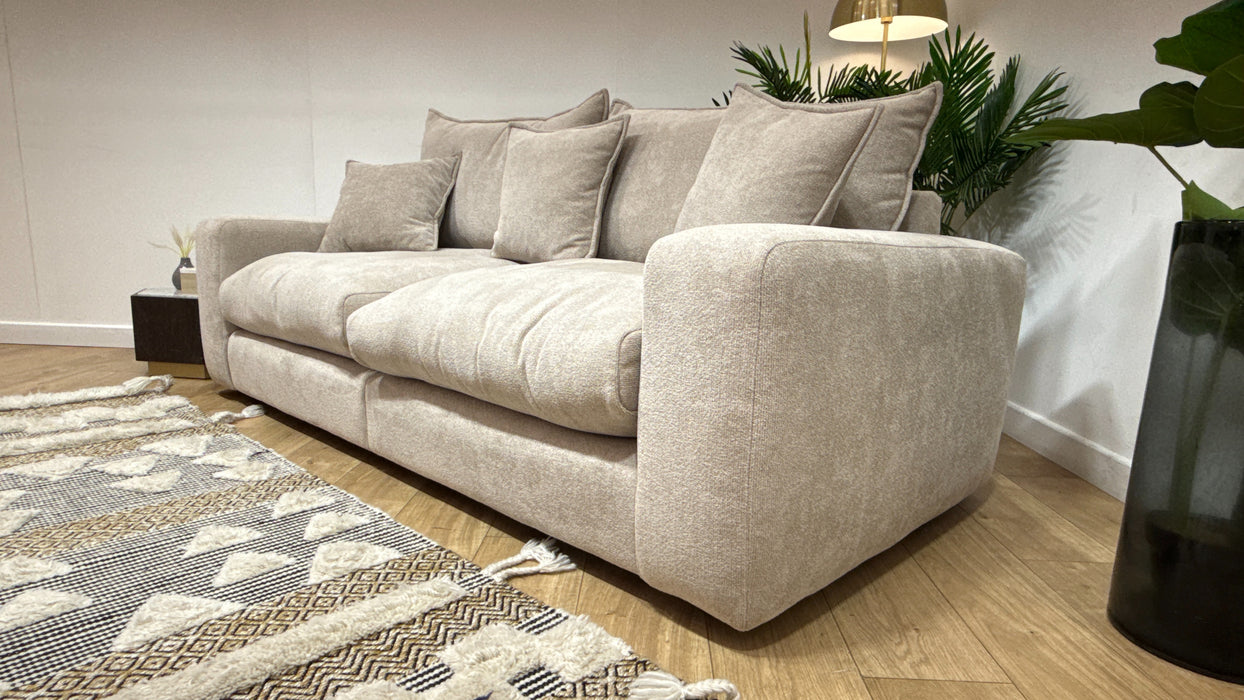 Sofology Haven Fabric 3 Seater Split Full Back Fibre/Foam Seats in Cosy Chenille Pebble