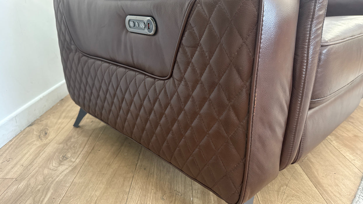 Sofology Ezra Leather 2 Seater Power Recliner/Headrest in Chocolate