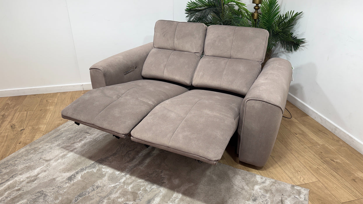 Sofology Riviera Fabric 2 Seater Power Recliner/Headrest Heated Seats in Lifestyle Flecked Nutmeg