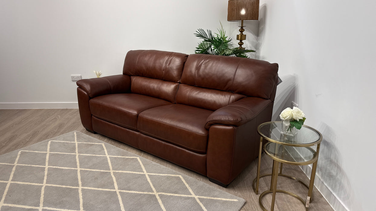 Sofology Santina Leather 3 Seater in Relaxed Soft Brown