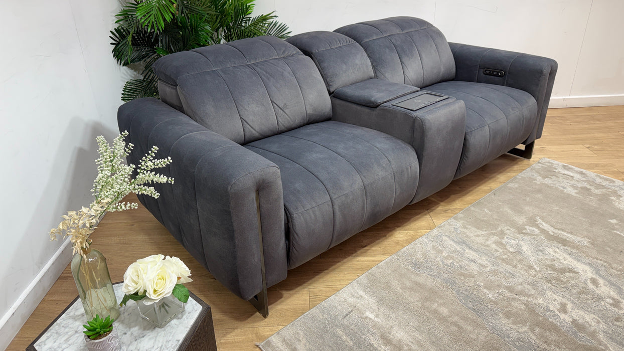 Sofology Paramount Fabric 2.5 Seater Console Power Recliner/Headrest Speakers in Lifestyle Flecked Charcoal