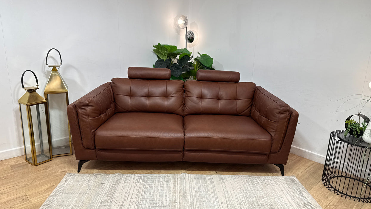 Sofology Muse Leather 2.5 Seater Supportive Headrests in Relaxed Matt Espresso