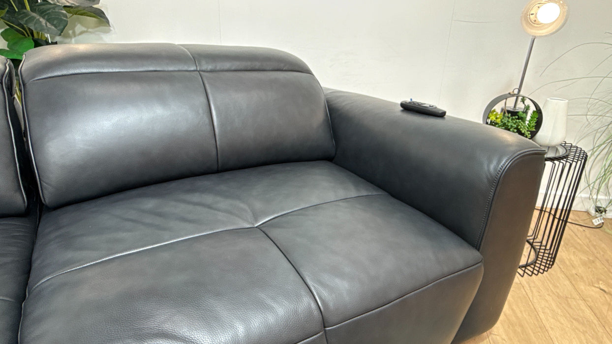 Sofology Riviera Leather 3 Seater Motion Chaise in Trusty Embossed Navy