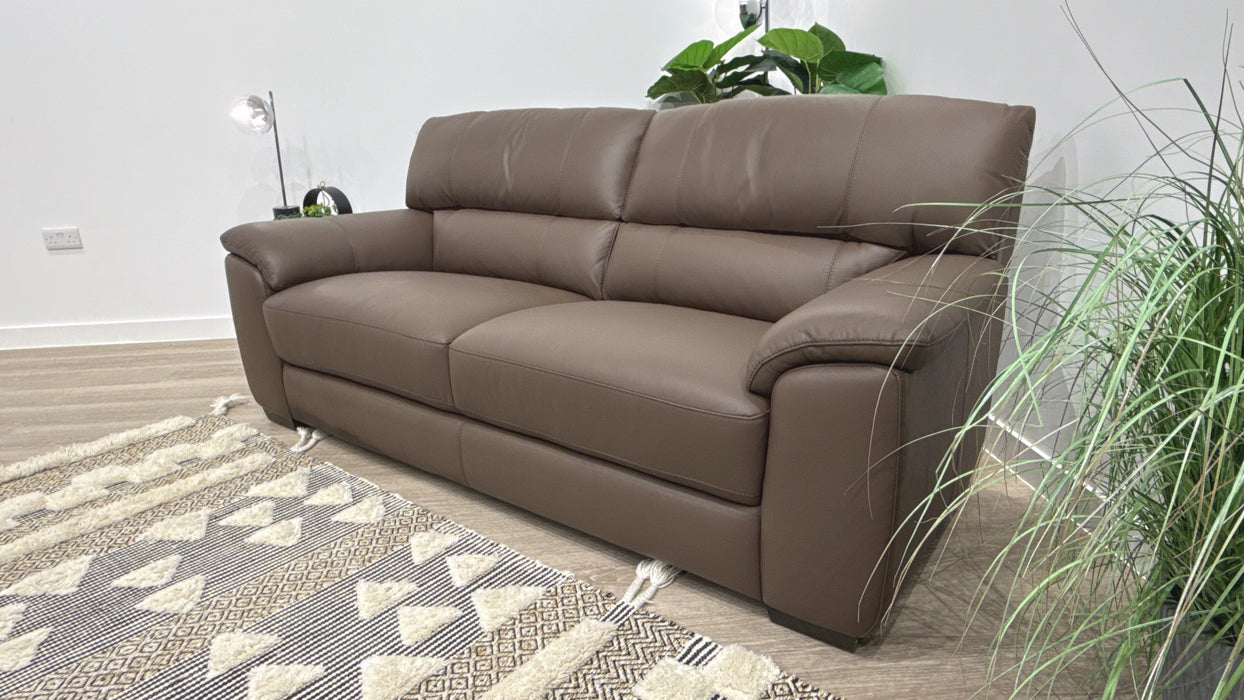 Sofology Santina 3 Seater Leather Sofa in Trusty Matt Chocolate
