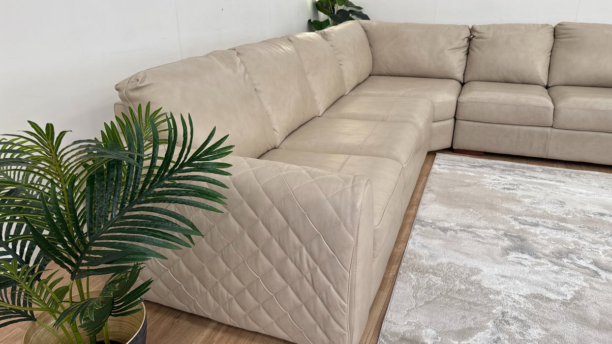 Mazzini 3 Corner 2 - Leather Sofa - Dakota Ice