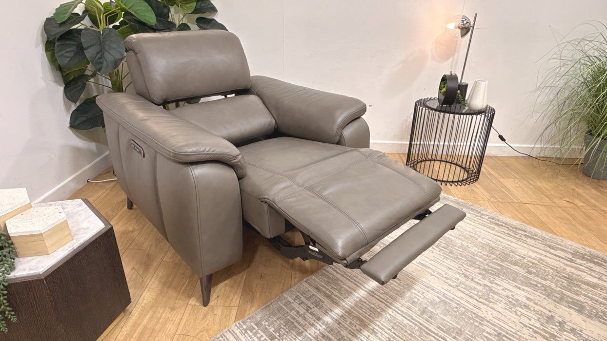 Sofology Bailey Power Recliner Leather Chair in Trusty Embossed Charcoal