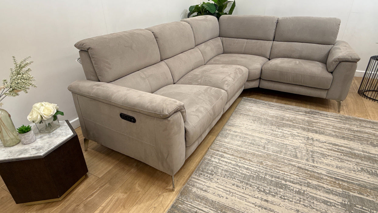 Sofology Illinois Fabric 2 Corner 1 Power Recliner/Headrest x 1 in Lifestyle Textured Grey