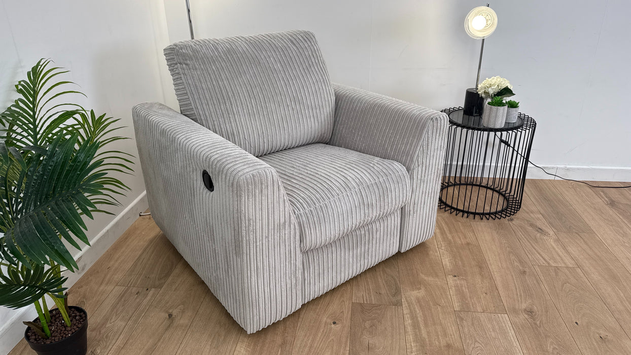 Heydon 1 Seater -  Fabric Manual Recliner Chair - Silver