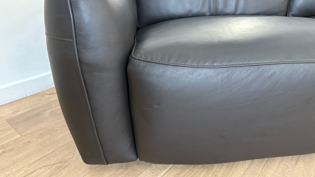 Sofology The Serene Leather 3 Chaise Power Recliner/Headrest in Trusty Matt Dark Brown