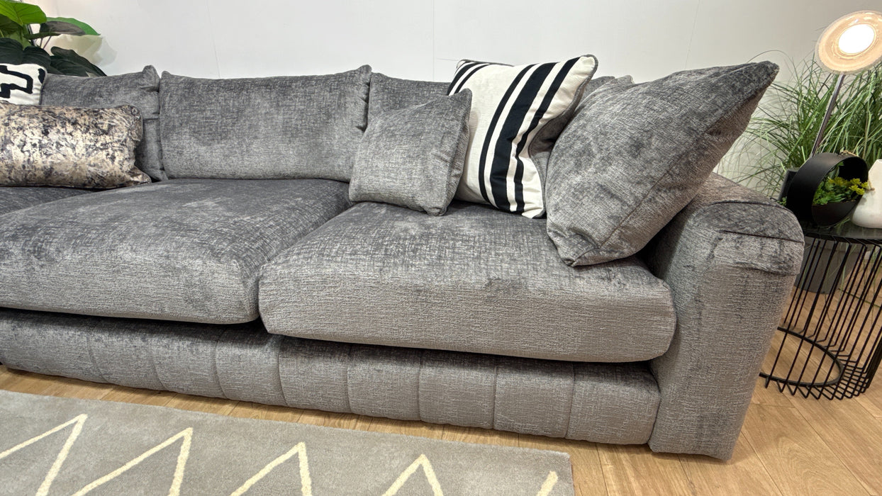 Sofology Westwood Fabric Chaise 1 Corner 3 No Trim in Teddy Chenille Slate Mix