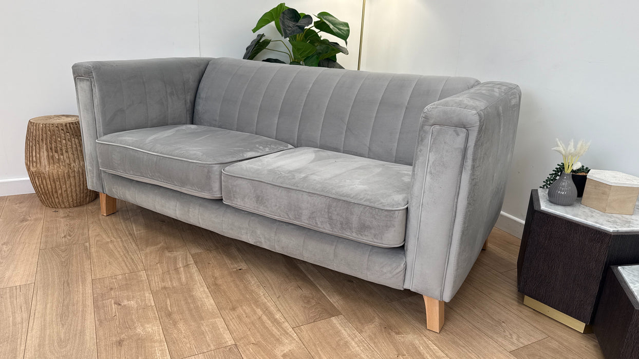 Sofology Fluted Isla Fabric 2 Seater in Velluto Silver