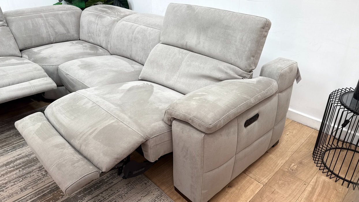 Sofology Laurence Fabric 1 Corner 3 Power Recliner/Headrest in Lifestyle Textured Grey