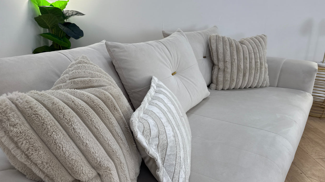 Sofology The Oscar 4 Seater Fabric Sofa in Super Matt Velvet Ecru Mix