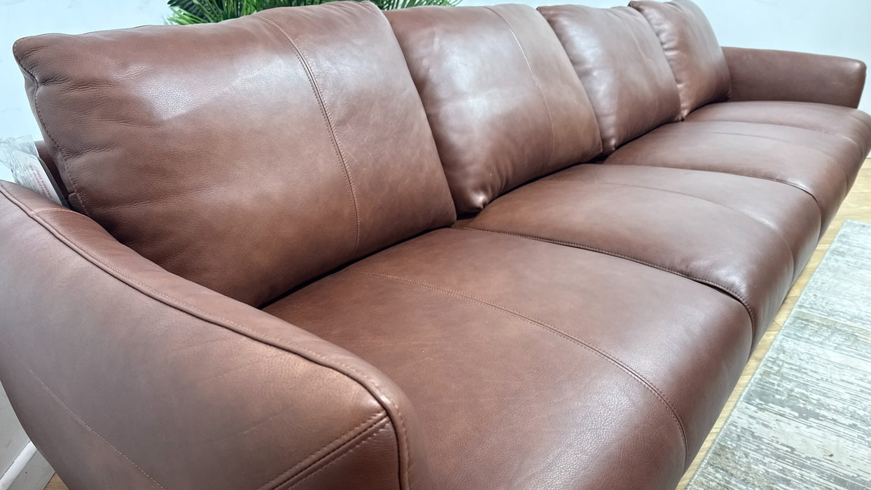 Sofology The Adler Leather 4 Seater in Relaxed Soft Brown