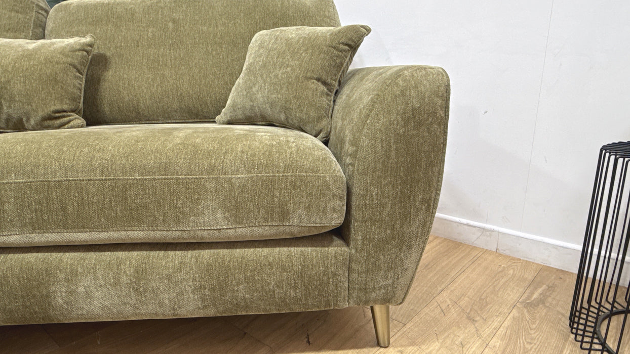 Sofology Hackney Fabric Chaise 4 Seater Sprung Seats in Lifestyle Plush Chenille Olive