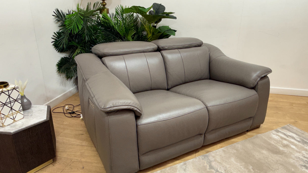 Sofology Carrera Leather 2 Seater Power Recliner/Headrest in Trusty Embossed Elephant