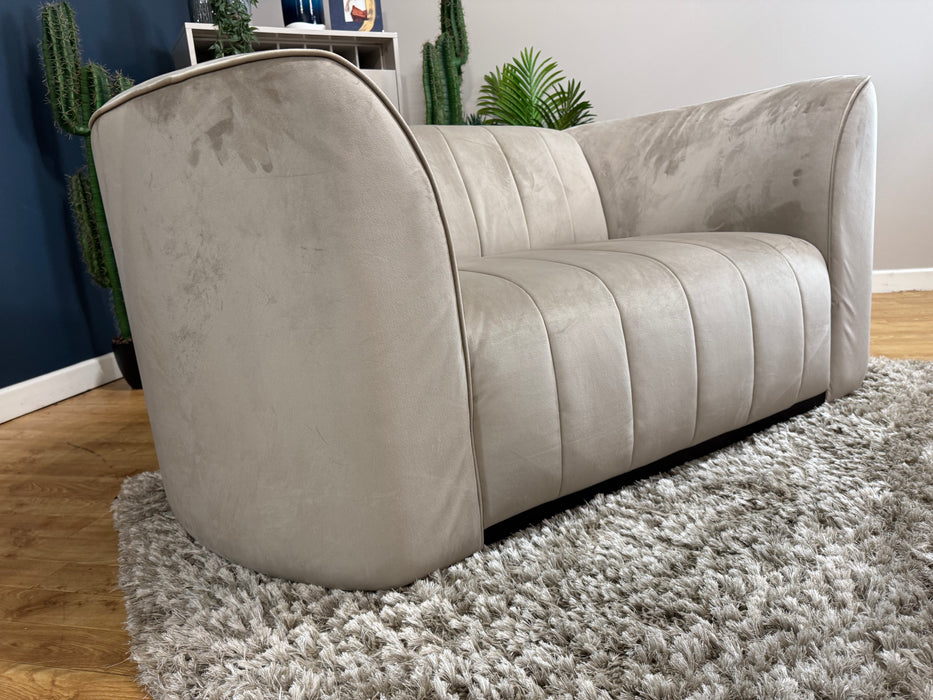 The Fitzrovia Fabric Loveseat - Matt Velvet Stone - Dark Wood Trim (WA2)