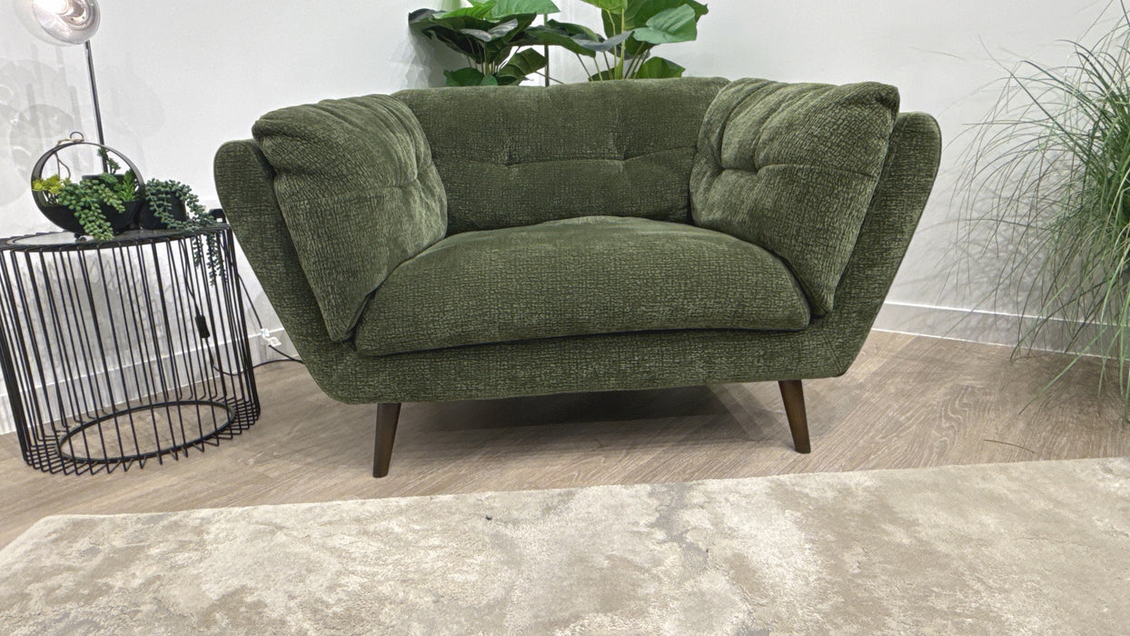 Sofology Hygge Fabric Loveseat in Heavy Textured Chenille Olive