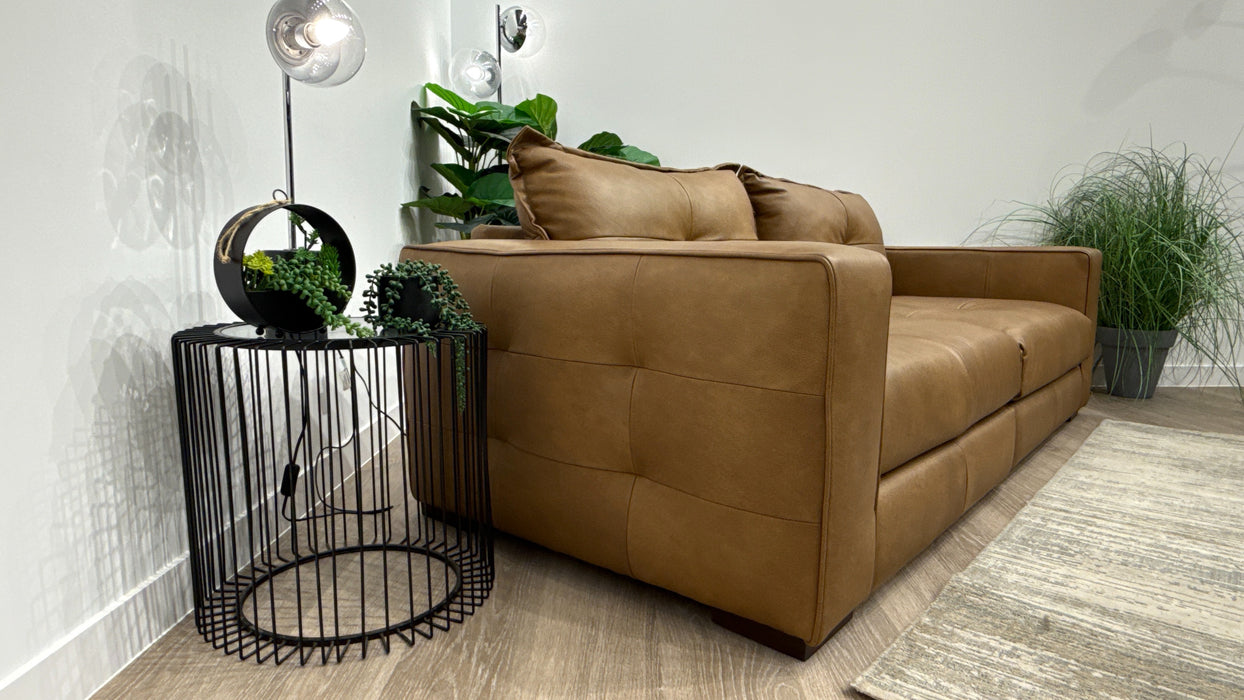 Sofology Artisan Leather 4 Seater Split in Relaxed Natural Grain Leather Tan/Natural Mix