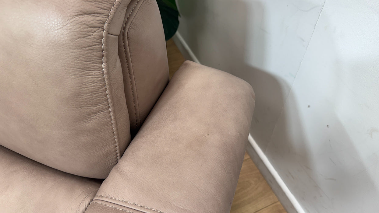 Sofology Illinois Leather 2 Seater Power Recliner/Headrest in Relaxed Soft Stone