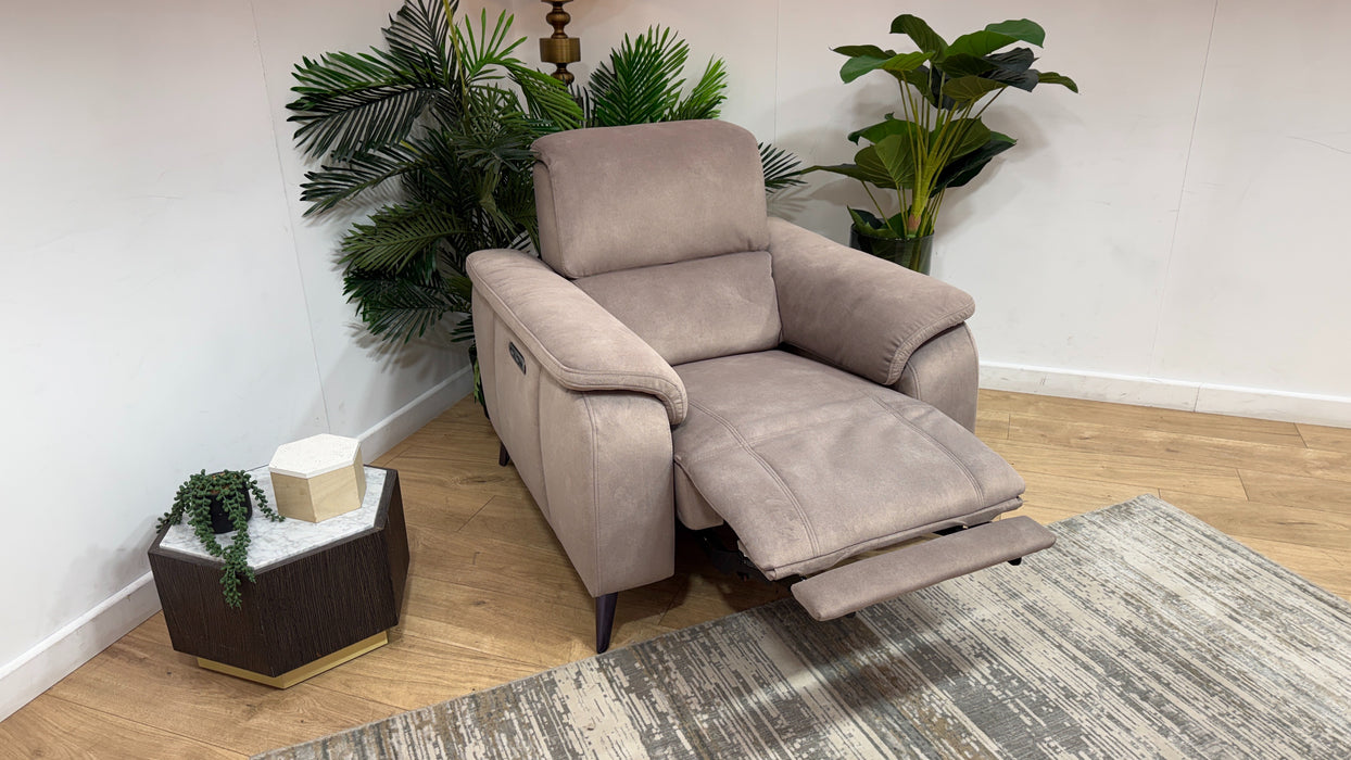 Sofology Bailey Fabric Chair Power Recliner in Lifestyle Flecked Nutmeg
