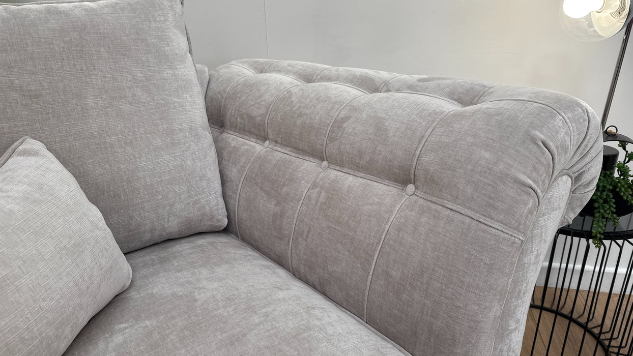 Sofology Highgrove Fabric Loveseat Full Back Feather Flex inLuxe Chenille Oyster