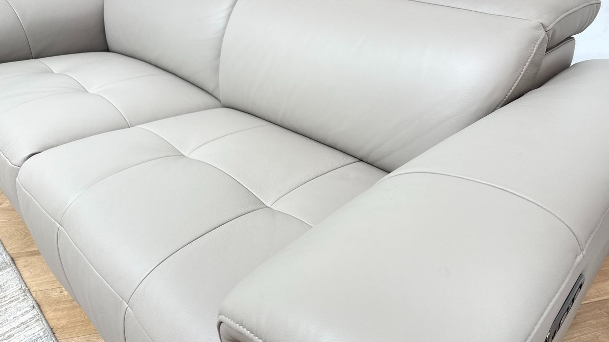 Sofology Milan Leather 2.5 Seater Power Recliner/Headrest in Trusty Embossed Light Grey