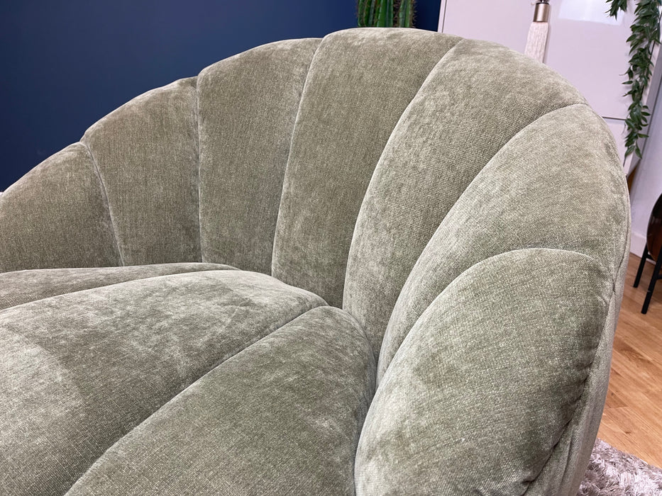 Nobu Swivel Chair Relaxed Chenille Green Fabric (WA2)