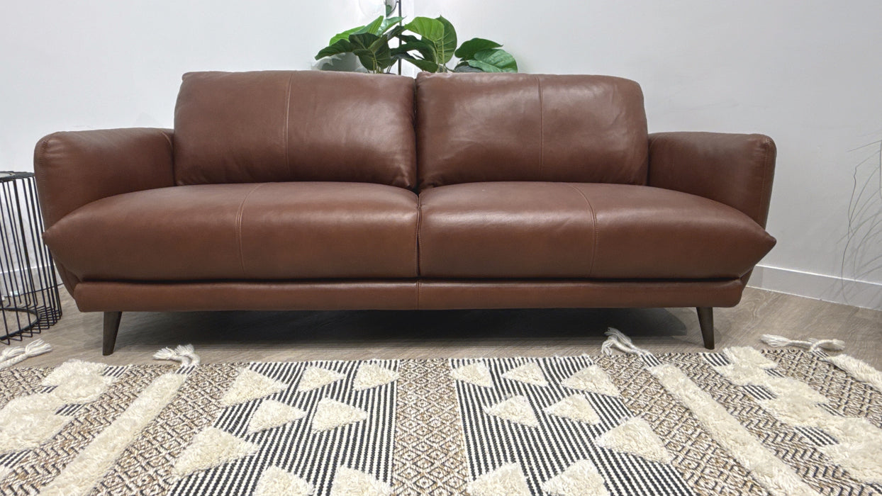 Sofology Adler Leather 3 Seater in Relaxed Soft Brown