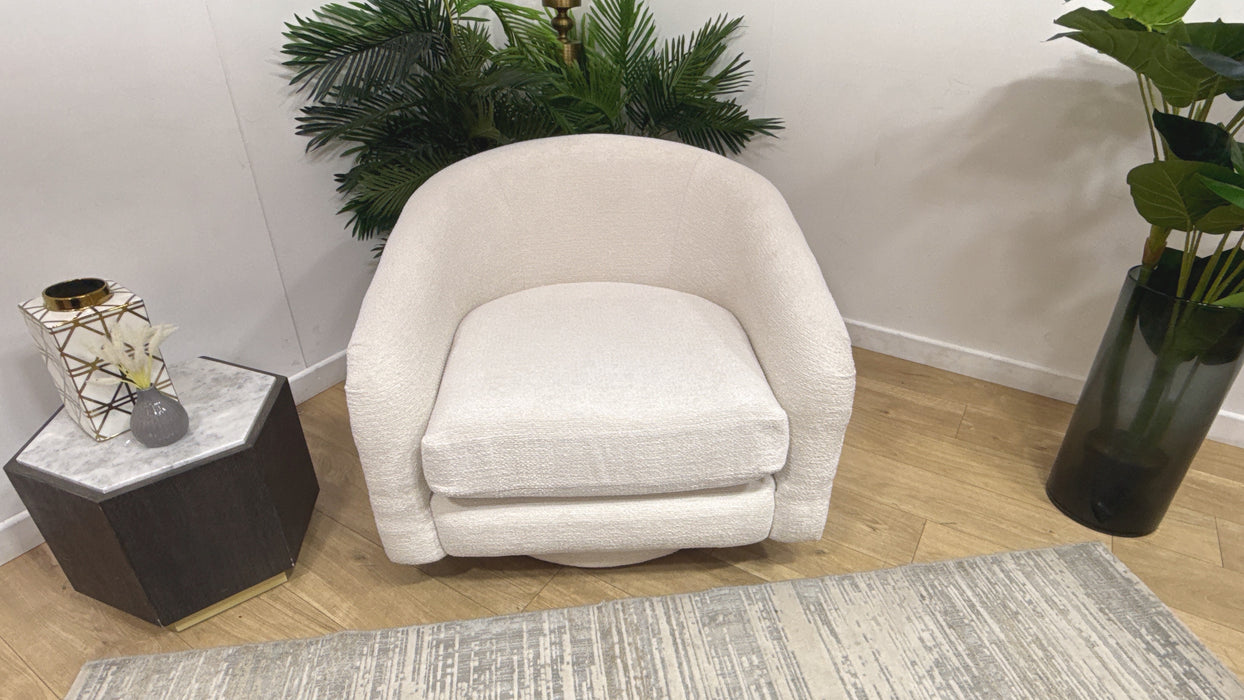 Sofology Westwood Fabric Swivel Chair in Soft Boucle Ecru
