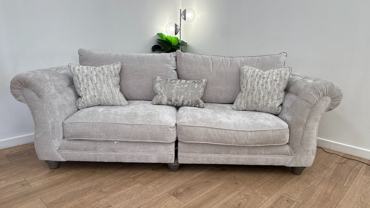Sofology Highgrove Fabric 4 Seater Split Full Back Feather Flex in Luxe Chenille Oyster