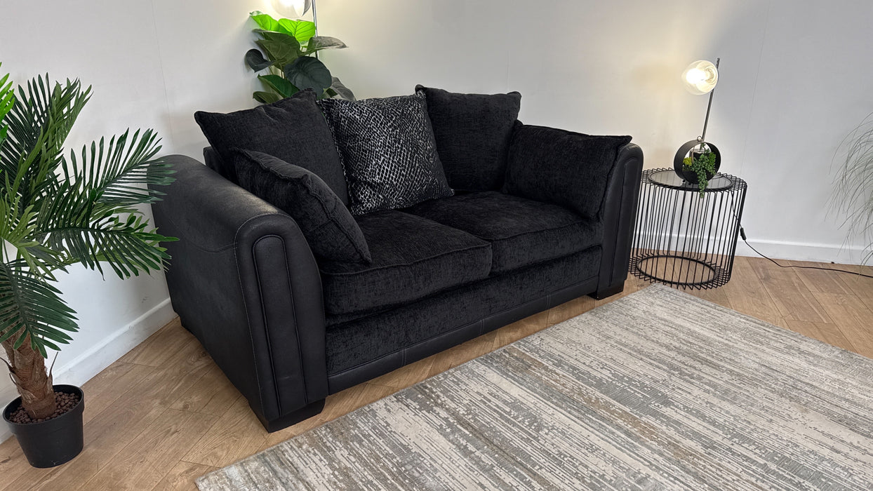 DFS Ollie 2 Seater Sofabed Fabric Sofa in Black/Charcoal Mix