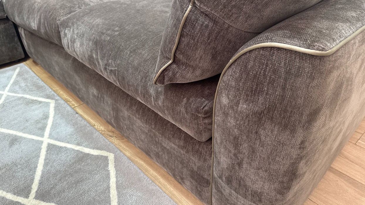 Sofology Georgio Fabric 1 Corner 3 Feather Flex Seats in Luxury Deep Pile Chenille Mole Mix