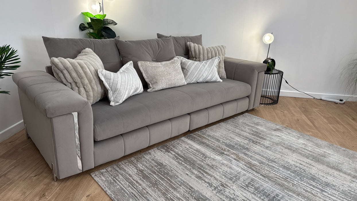 Sofology Oscar 4 Seater Split Fabric Sofa in Matt Velvet Pebble